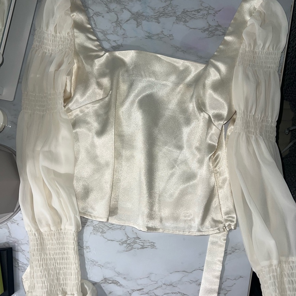 Lulu's White Smocked Bustier Blouse